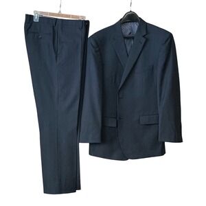 JOE Joseph Abboud Tailored‎ Blue Stripe Wool Suit Old Money Business 44Rx34W